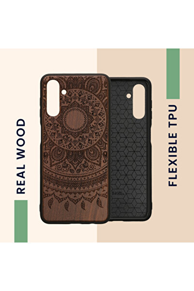 KWmobile Case for Samsung Galaxy A04s, Brown, Wood/Silicone, 59887.03