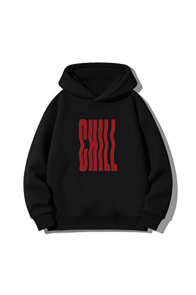 MODA سترة هوديي بغطاء رأس ذات غطاء للرأس باللون الأسود للبالغين من Chilli Acı...