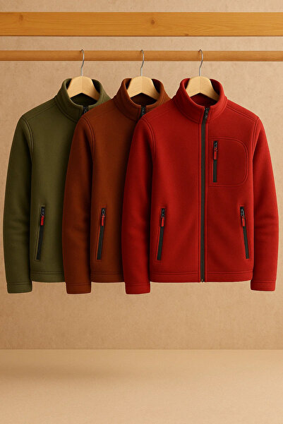 COMBİNE MİCHAİL Men's Winter Zippered Comfortable 3-Piece Sweatshirt