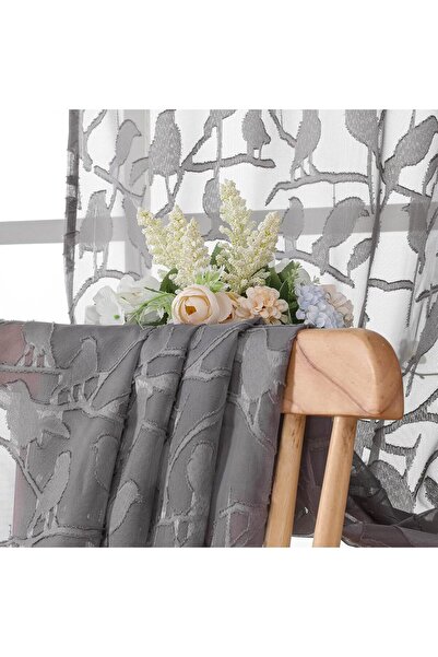 Generic OVZME Angie Grey Semi-Sheer Curtains, 2-Pack, Double Rod Pocket, 96.5 x 182.9 cm