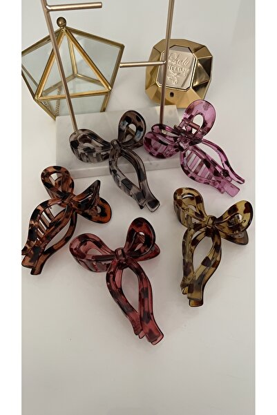 SU PERİSİ TAKI BİJUTERİ Shiny Transparent Under-Tone Leopard Bowknot Clip