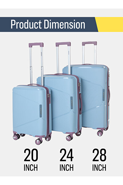 BRITISH TOURISTER 3 Piece Polypropylene Hard side Luggage Set with TSA Lock | Small, Medium, Large) - Grey Blue