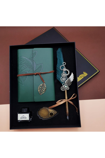 Store Kaligrafi Kalem ve Vintage Deri Defter – Şık Hediye Seti, Özel Günlerde Anlamlı Armağan