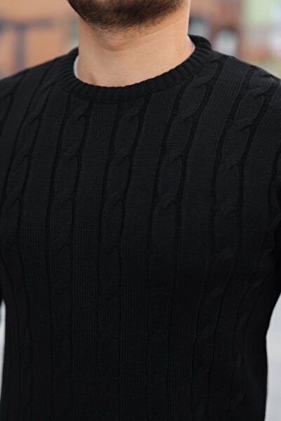 buğrahayalin Men's Knit Pattern Crew Neck Sweater