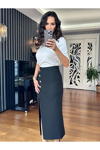 Atelier Derin Pencil φούστα με μαύρη σχισμή