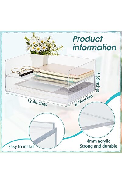 BPA Acrylic Clear Stackable Letter Tray Organizer (315×222×137 mm)