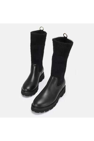37Numara BÜYÜK NUMARA KADIN SİYAH HAKİKİ DERİ SÜET TRİKO BOT 41-42-43-44-SİYAH