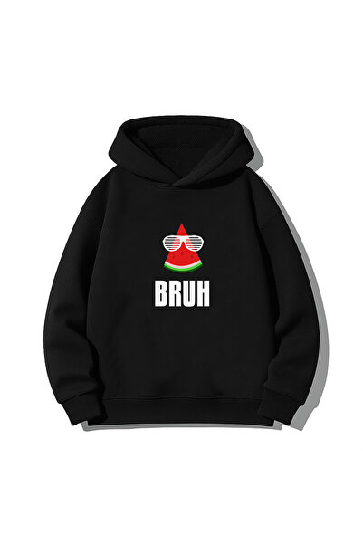 MODA Hanorac negru pentru adulți Watermelon Bruh cu imprimeu cu glugă Swea tricou