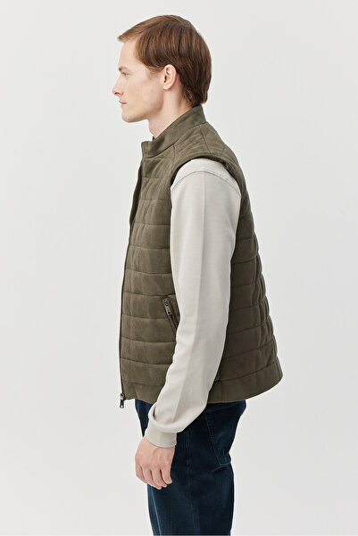 PAULMARK Men's Stand Collar Suede Vest