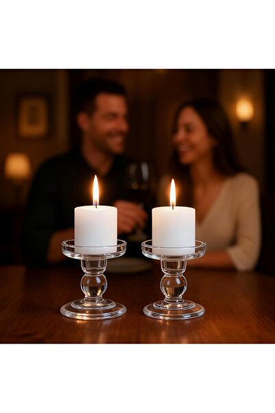 Generic Glass Candle Holder Set of 3 for 3-inch Pillar or 7/8-inch Taper Candles - OYATON