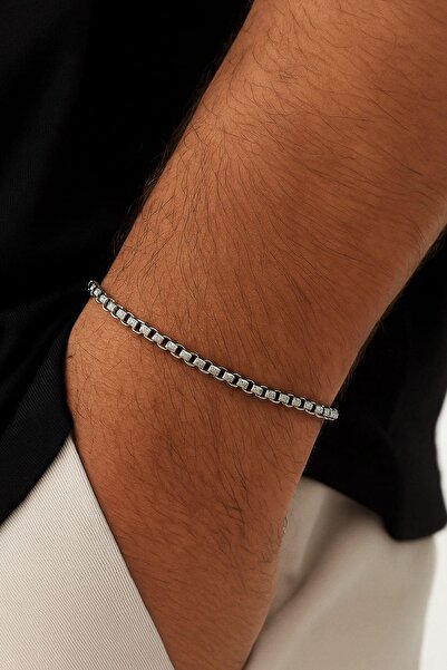 New Obsessions Men's Thin Round Steel Bracelet (19cm)