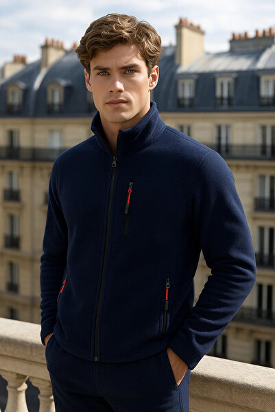 COMBİNE MİCHAİL Men's Winter Zippered Comfortable 3-Piece Sweatshirt