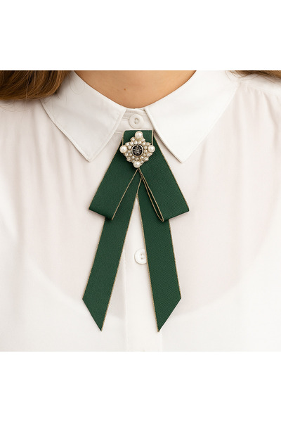 SE Jewellery Collection Selin Ersoy Zümrüt Yeşili Kurdeleli İnci Detaylı Vint...