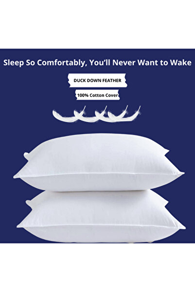 American Linen Natural Duck Down Feather Pillow – Hotel Quality Comfort, 100% Cotton Cover - White