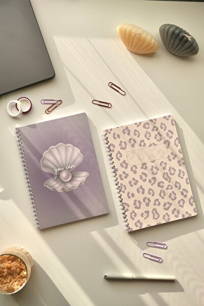 Mirya Notes A5 Spiralli Okul Defteri Kareli 2’li Set 80 Yaprak Leopar-Deniz K...