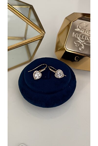 SU PERİSİ TAKI BİJUTERİ Xuping Irresistible Gold Zircon Stone Heart Earrings