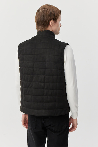 PAULMARK Men's Stand Collar Suede Vest