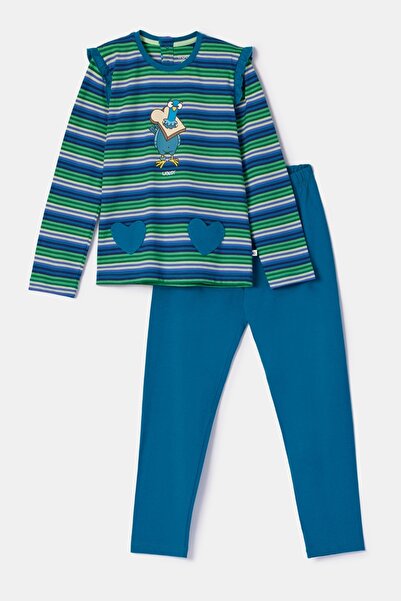 Woody بيجامة للفتيات من عمر 2-8 سنوات - بلج - 912 - مخططة باللون الأخضر