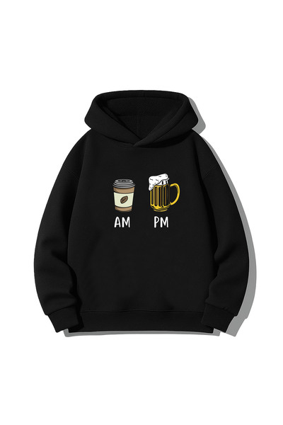 MODA سترة هوديي بغطاء رأس للبالغين باللون الأسود من Coffee Beer مطبوع