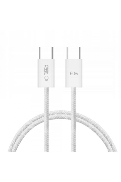 Universal USB-C Data and Charging Cable - USB-C Tech-Protect Ultraboost Classic, 60W, 1m, White