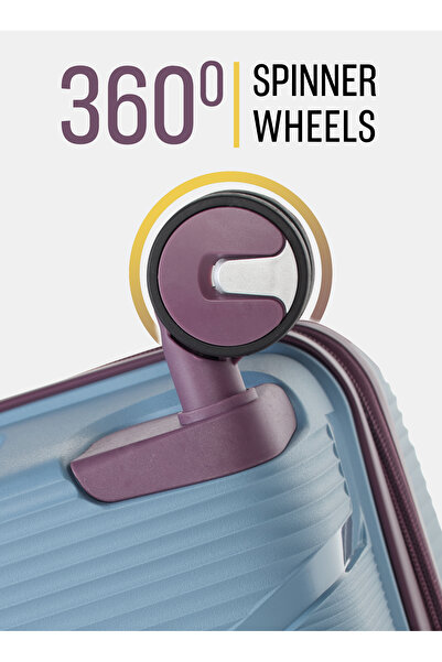 BRITISH TOURISTER 3 Piece Polypropylene Hard side Luggage Set with TSA Lock | Small, Medium, Large) - Grey Blue