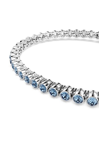 Swarovski Imber Emily Tennis bileklik, Yuvarlak kesim, Mavi, Rodyum kaplama