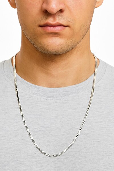 New Obsessions Men's Thin Flat Snake Steel Necklace 60 cm