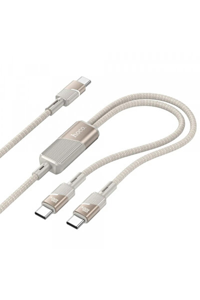 Hoco USB-C Data and Charging Cable - 2 x USB-C U139 2in1, 100W, 1.2m, Gold