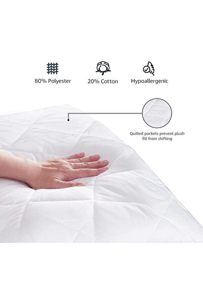 Amazon basics Quilted Hypoallergenic Mattress Pad, Full/Double, White, 45.72 cm (80% Polyester/20% C