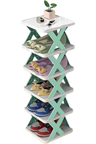 Home Dwell رف أحذية فردي بسبع طبقات، منظم أحذية عمودي للخزائن والمساحات الصغيرة