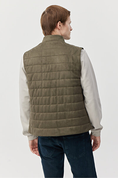 PAULMARK Men's Stand Collar Suede Vest