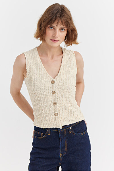 PAULMARK Жіночий об'ємний жилет на ґудзиках