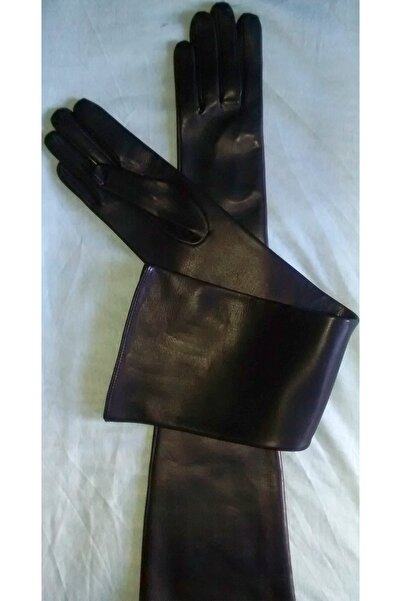 NO BRAND Long leather gloves 59 cm, nappa leather, size 6.5