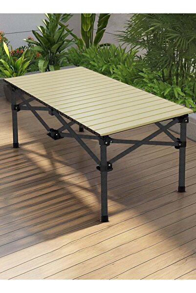 Taimi 5-Piece Camping Set Camping Table with 4 Chairs, Folding Table with Carrying Bag 120x55x62cm Beige