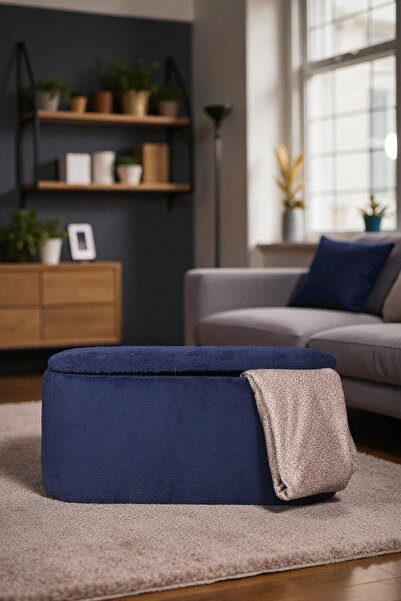 woody maison Oval Büyük Sandıklı Puf – Yumuşacık Doku Teddy Kumaş Makyaj Masa...