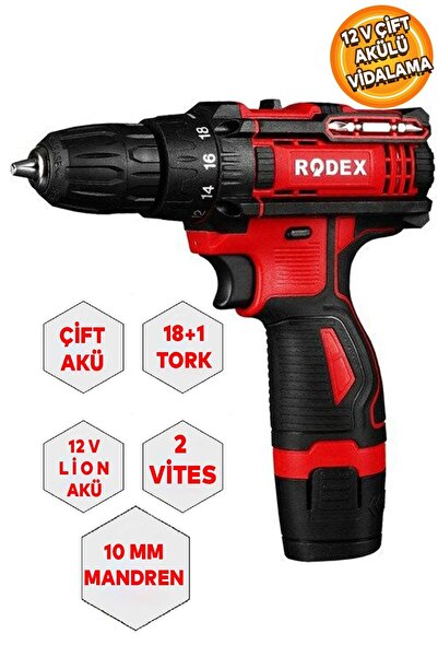 ÖZTÜRKLERİNŞAAT Matkap Rdx3321 Şarjlı Akülü Matkap 12 V Çift Akülü Vidalama