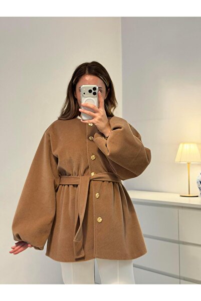 KASSEL Gold Düğmeli Kaban Bej