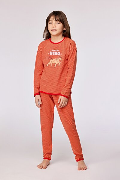 Woody Pijamale pentru fete de 2-8 ani-Pzg - 935 Z Stripe Pony Girls