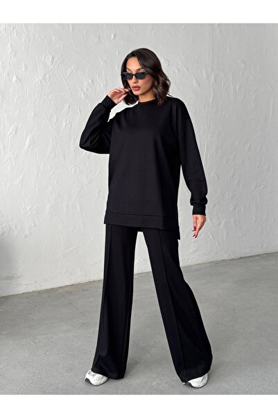 BEJNA Women's Comfortable Fit Soft Modal Textured Top and Bottom Set