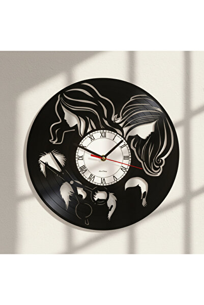 Handmade ساعة حائط من نوع Plaque معاد تدويرها بتصميم سيلويت نسائي (فن تصفيف ا...