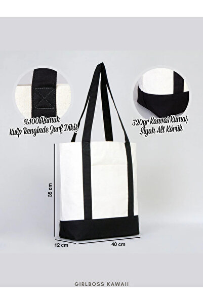 Girlboss Kawaii Labubu Canvas Bag with Pockets / Shopping, Sports, Beach