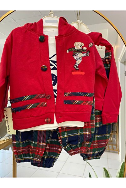 dolaş kids Bear Plush Printed Seasonal 3-Piece Baby Set