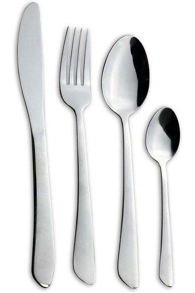 Generic طقم أدوات مائدة ساسا من الفولاذ المقاوم للصدأ، مكون من 16 قطعة - فضي،...