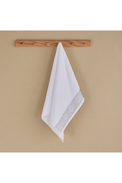 Home Box منشفة يد وايت هافن جيو لوكس - قطن زيرو تويست - 50×90 سم - أبيض/فضي