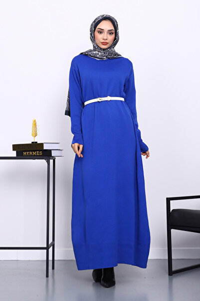 İmajButik μπλε κοβαλτίου Μπλε πλεκτό φόρεμα με λαιμόκοψη