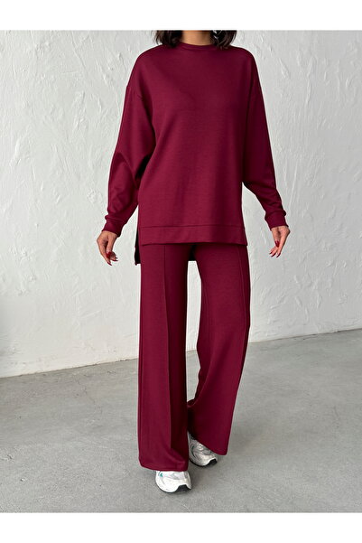 BEJNA Women's Comfortable Fit Soft Modal Textured Top and Bottom Set