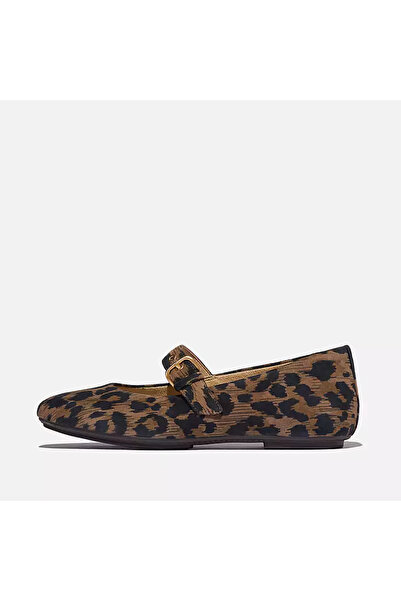 Fitflop حذاء نسائي / بناتي مسطح E3L-D20 DELICATO LEOPARD SUEDE MARY JANES بلو...