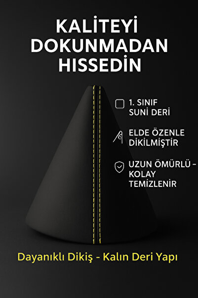 AutoDesign Skoda Yeti Black Artificial Leather Yellow Sport Stitching Gear Shift Boot