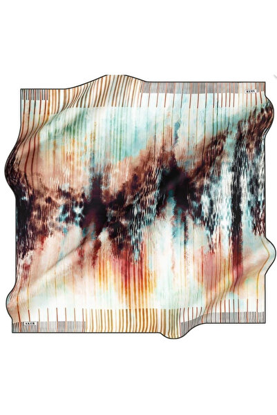 Aker Sura Pure Silk Scarf 8412701 - 353 Cream Line Pattern