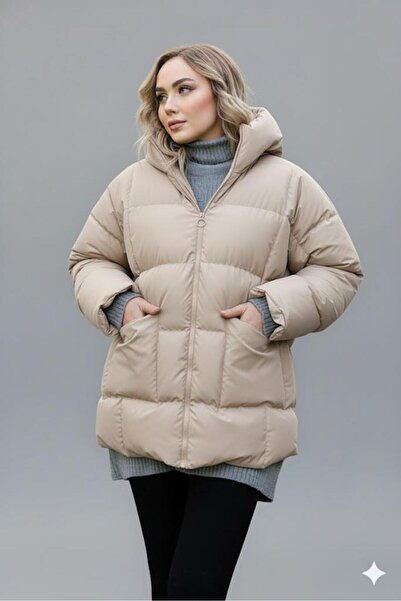 Afri Women's Mink Hooded Puffer Coat – Oversized Winter Thick Coat – Cold-Proof Puffer Coat